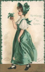 Ellen Clapsaddle St. Patrick's Day Woman Shamrock Postcard Postcard