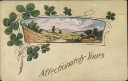 Affectionately Yours Landscape with Four-Leaf Clovers Postcard