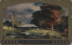 In Meadow Land - Painting of a Pastoral Landscape with Trees Postcard