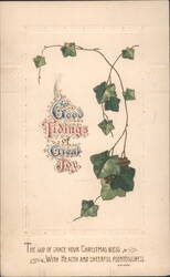 Good Tidings of Great Joy Christmas Greeting with Ivy Vines Postcard
