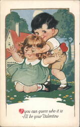Boy Covering Girl's Eyes, 'If you can guess who it is -I'll be your Valentine' Postcard