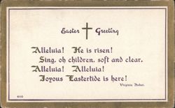 Easter Greeting with Religious Poem and Cross by Virginia Baker Postcard