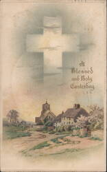Easterday Church & Village with Glowing Cross, Springfield MS 1910 Postcard