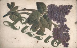 LILAC Stylized Font with Purple Lilac Flowers, Art Nouveau Design Postcard