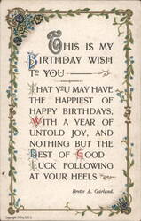 Brette A. Garland Birthday Wish Floral Greeting Postcard