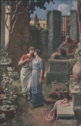 Quo Vadis: Couple in Linus' Garden, Ancient Rome by Mastroianni Postcard