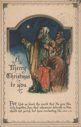 Three Wise Men Following Star of Bethlehem, Merry Christmas John 3:16 Postcard