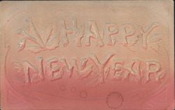 Embossed A Happy New Year Greeting with Icy Letters and Holly Design Postcard