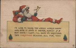 Santa Claus with Compass 'I'd Like to Make the Whole World Happy' Christmas Greeting Postcard