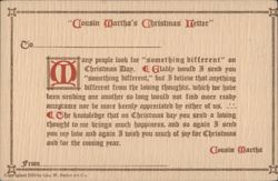 Cousin Martha's Christmas Letter with Loving Thoughts & Wishes Postcard