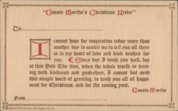 Cousin Martha's Christmas Letter, 1910 Christmas Greeting Postcard