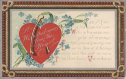 Valentine's Day Heart with Ribcage & Forget-Me-Nots, Humorous Verse Postcard