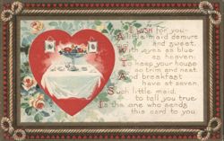 Valentine's Day Heart with Breakfast Table & Poem Postcard