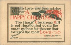 Happy Christmas Greeting with Henry Van Dyke Quote & Poinsettia Design Postcard
