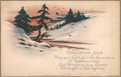 Christmas Joys Winter Landscape with Snow and Evergreen Trees Postcard