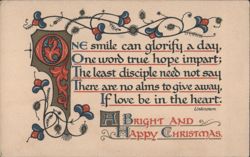 Illuminated Manuscript Style Christmas Greeting with Inspirational Poem Postcard
