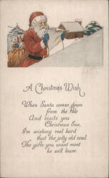 Santa Claus Reading List, Snowy Christmas Eve Wish Postcard