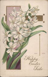 Happy Easter Tide White Hyacinths Bouquet Art Nouveau Design Postcard