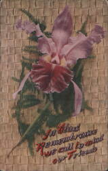 Orchid Flower with 'In Glad Remembrance' Message Postcard