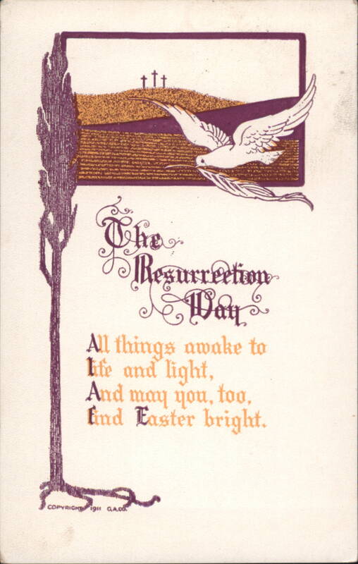 The Resurrection Way Easter Poem with Dove and Crosses