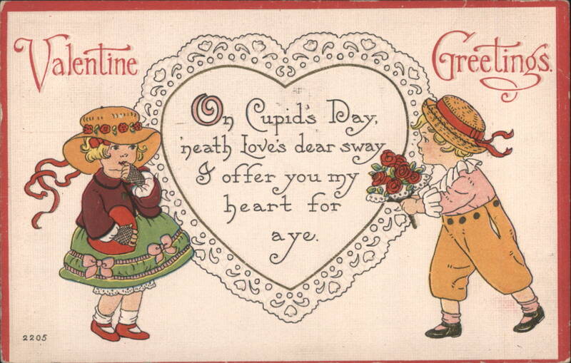 Valentine Greetings with Children, Heart, and Poem