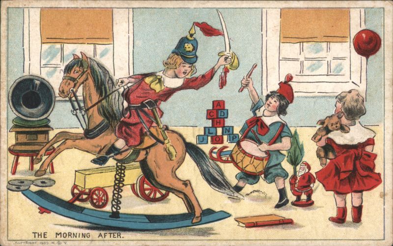 Children Playing Soldiers with Rocking Horse and Drum, 'The Morning After'