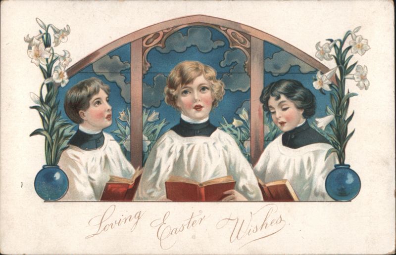 Loving Easter Wishes, Children in Choir Robes with Lilies