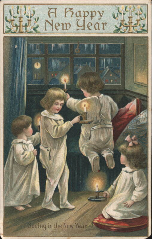 Children Seeing in the New Year with Candles