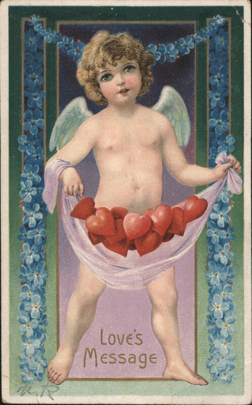 Cupid with Hearts and Forget-Me-Nots - Love's Message