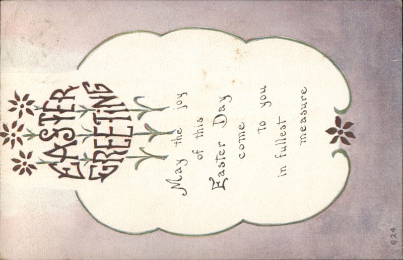 Easter Greeting Card with Floral Design and Sentimental Verse