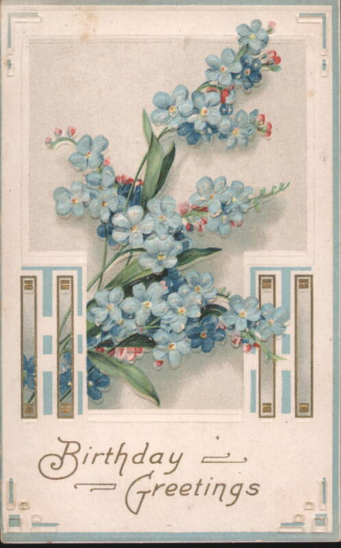 Birthday Greetings with Blue Forget-Me-Not Flowers