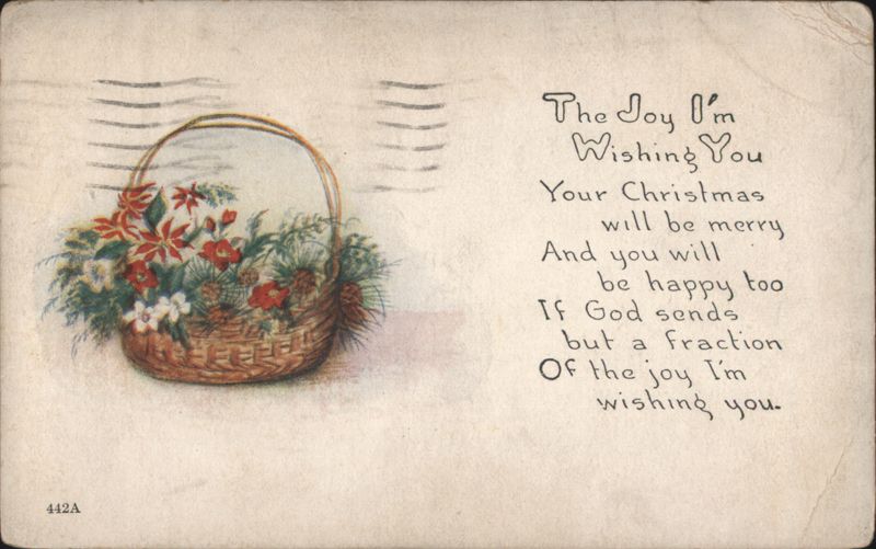 Poinsettia Basket & Christmas Poem: 'The Joy I'm Wishing You'