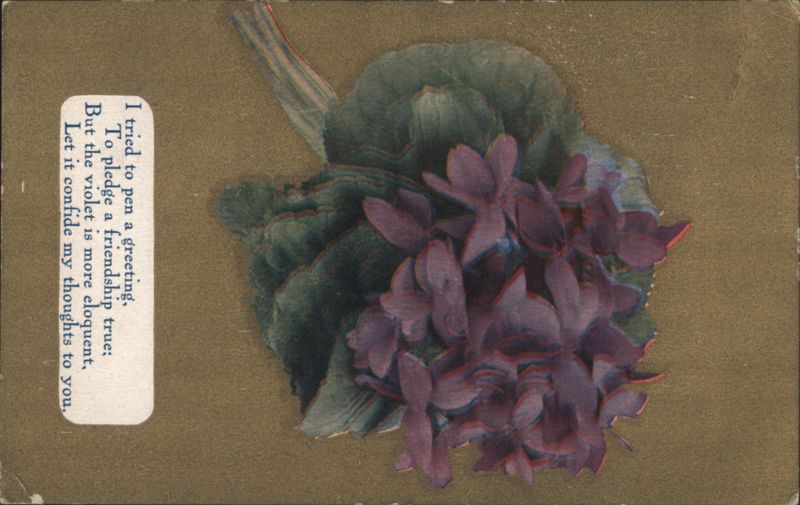 Embossed Purple Violets with Friendship Poem Flowers