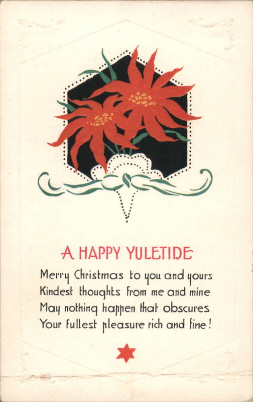 Happy Yuletide Poinsettia Christmas Greeting, 1927