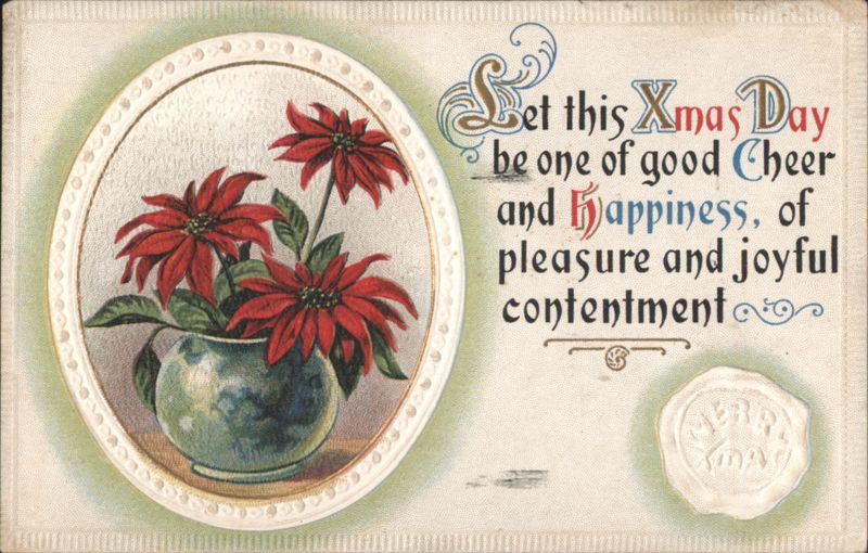 Christmas Poinsettias with Holiday Greeting and Wax Seal