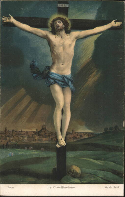 The Crucifixion by Guido Reni, with Rome Cityscape in Background