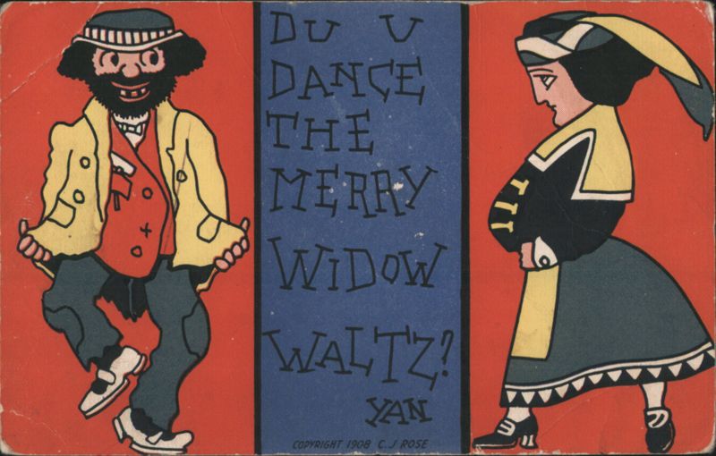 Merry Widow Waltz Dancers, Cartoon Illustration, 1908
