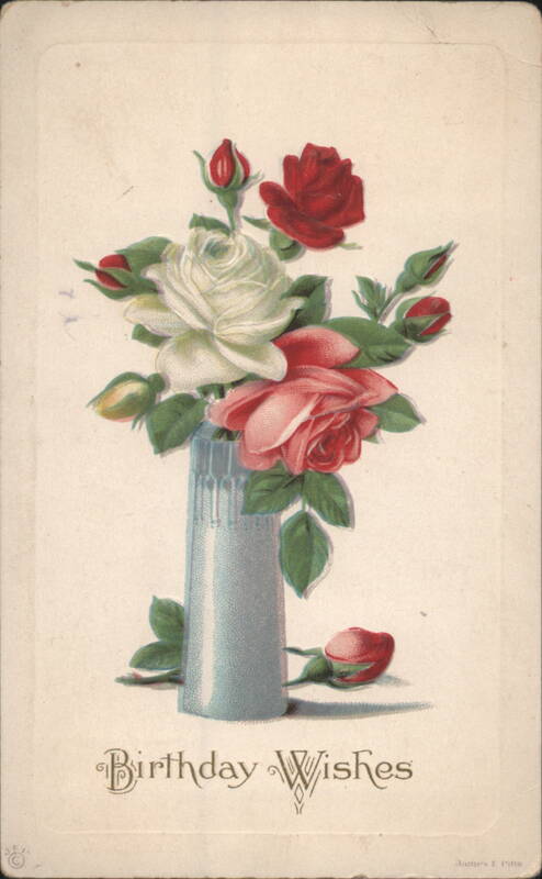 Birthday Wishes Roses in Vase James E. Pitts