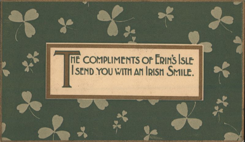 St. Patrick's Day Greeting from Erin's Isle with Shamrocks