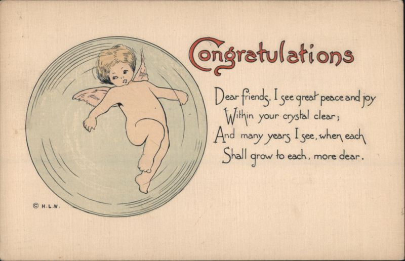 Congratulations Greeting with Cherubic Angel and Poem