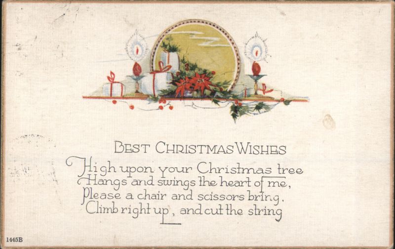 Christmas Wishes with Candles, Holly, Presents, and Poem