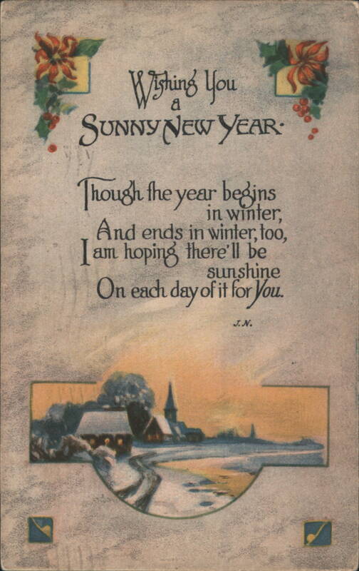 Wishing You a Sunny New Year Poem, Winter Landscape with Church