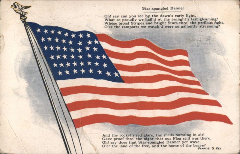 American Flag with Star-Spangled Banner Lyrics, Eagle Finial