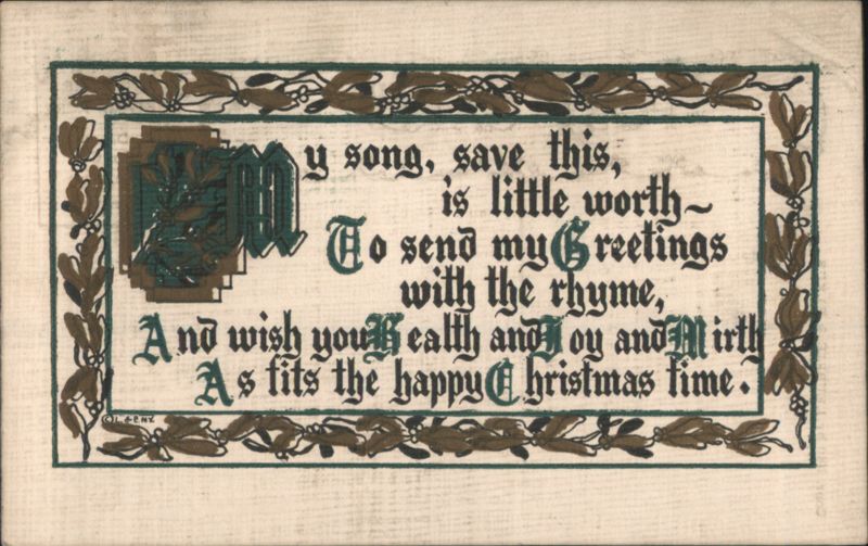 Christmas Greeting Poem with Decorative Holly Border