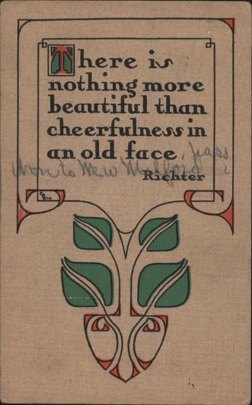 Art Nouveau Design with 'Cheerfulness in an Old Face' Quote