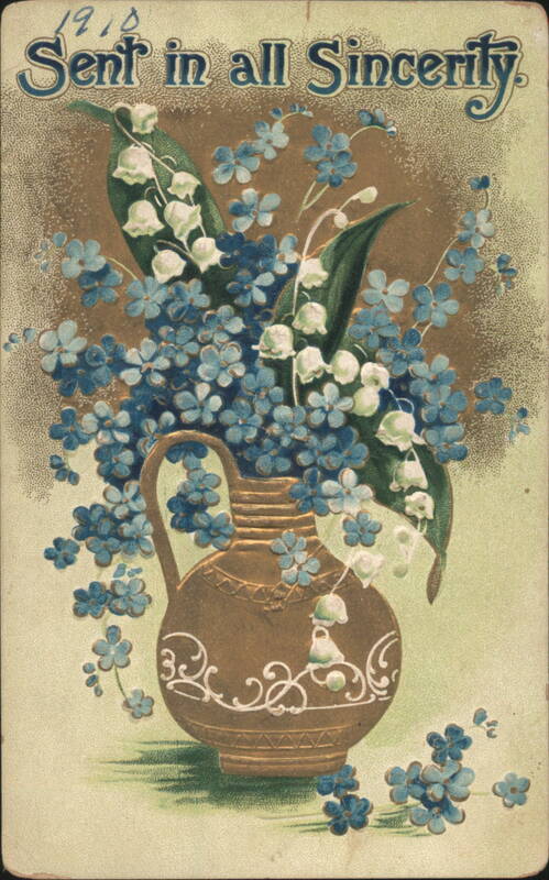 1918 Sent in all Sincerity: Forget-Me-Nots & Lily of the Valley in Pitcher