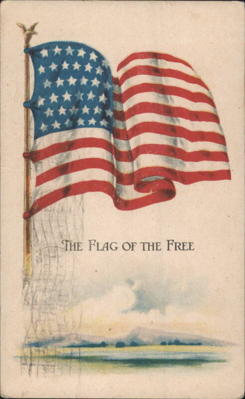 American Flag 'The Flag of the Free' with Eagle Finial Illustration