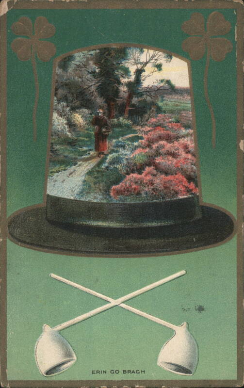 Erin Go Bragh St. Patrick's Day Top Hat Landscape Shamrocks Shillelaghs
