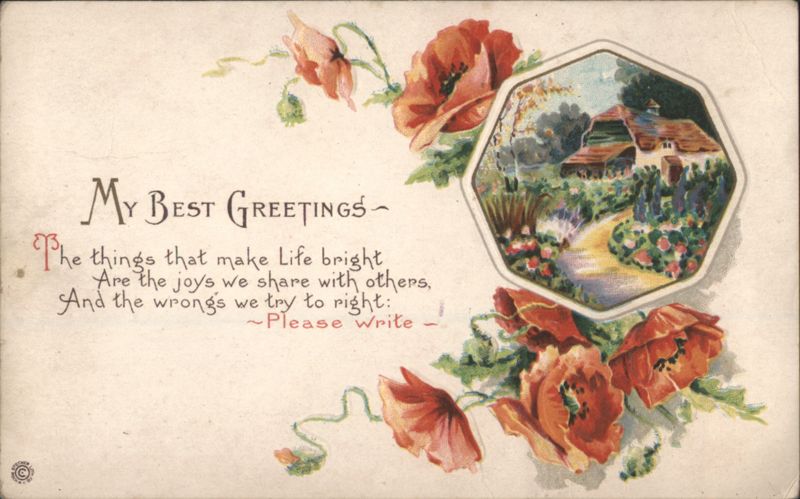 My Best Greetings Poppies Country House Poem