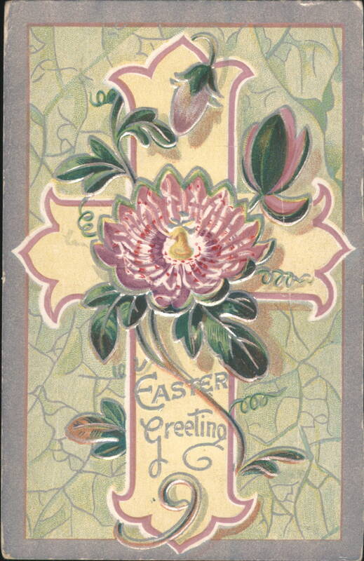 Easter Greeting Card with Floral Cross Design Crosses